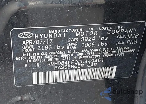 2018 Hyundai Elantra Limited from USA, damaged, VIN KMHD84LF0JU449461